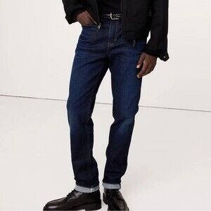 Banana Republic Travel Jeans | Men's Dark Navy Blue Straight Fit 35x30